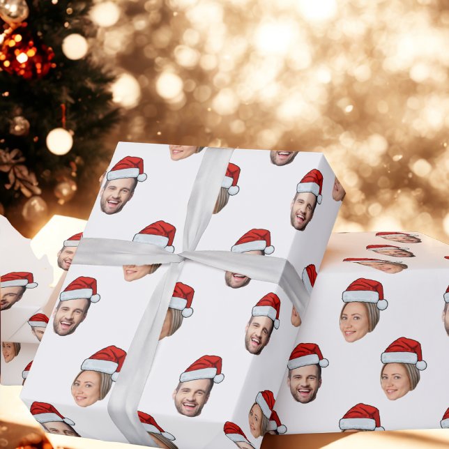 Ansikte Santa Hat Gift Wrap, Anpassningsbar Ansikt Presentpapper (Skapare uppladdad)