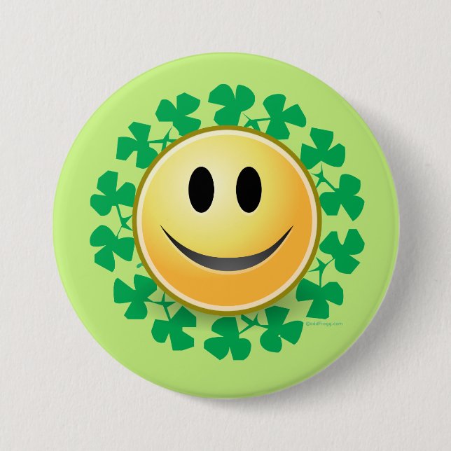Ansikte Shamrock St. Patricks Day Button Knapp (Framsida)