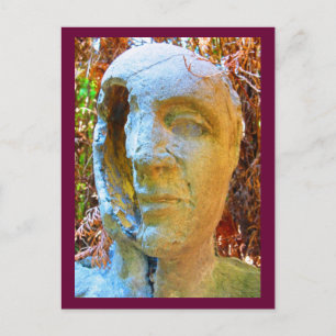 ansikte skulptur vykort