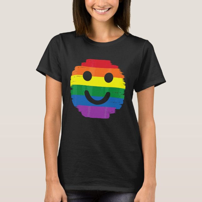 Ansikte Smile Rainbow Coola Lgbt Pride Human T Shirt (Framsida)