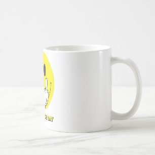 ansikte som ger fingret kaffemugg