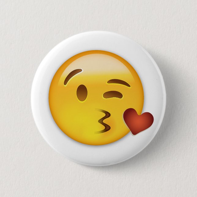Ansikte som kastar en kyss Emoji Knapp (Framsida)