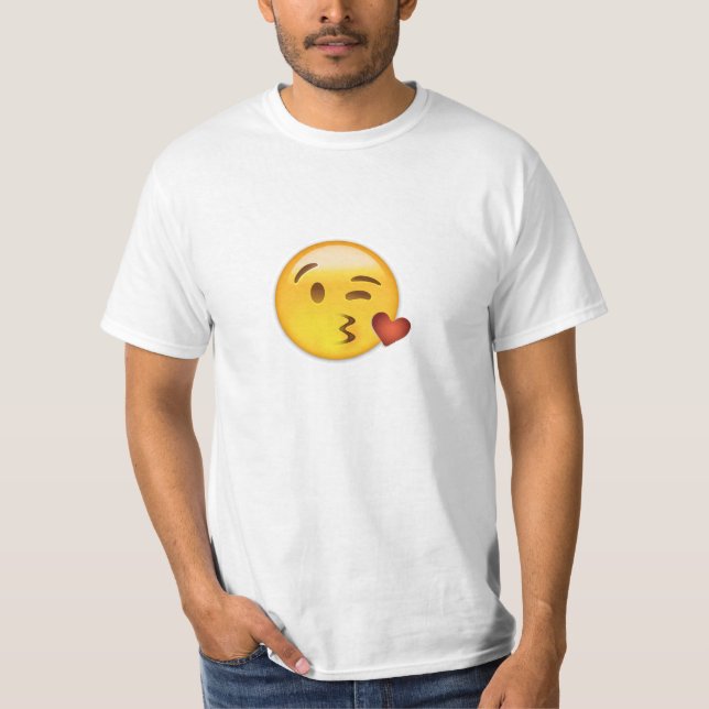 Ansikte som kastar en kyss Emoji T Shirt (Framsida)