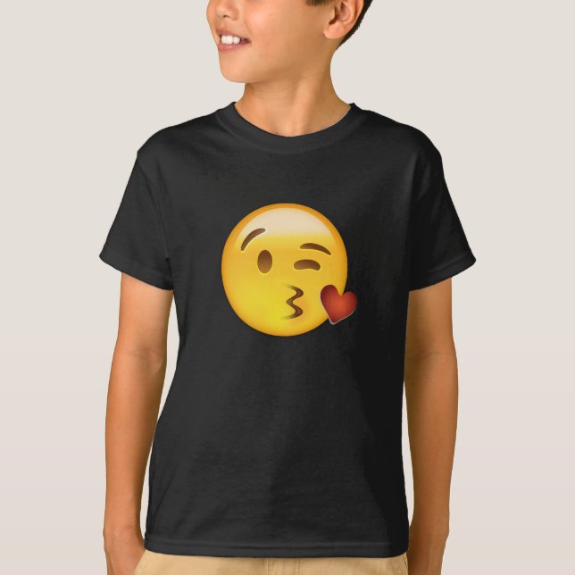 Ansikte som kastar en kyss Emoji Tee (Framsida)