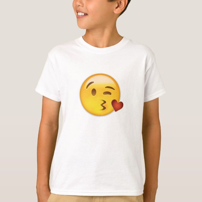 Ansikte som kastar en kyss Emoji Tee (Framsida)