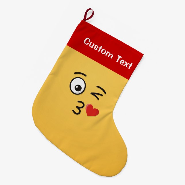 Ansikte som kastar en liten kyss-julklapp stor julstrumpa (Framsidan (Hängande))