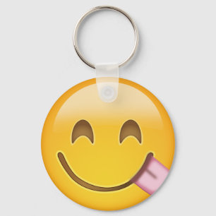 Ansikte som njuter av läcker mat Emoji Nyckelring