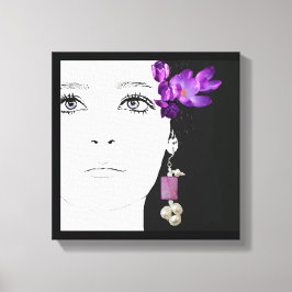 Ansikte söt lila crocus blommigt mode art canvastryck