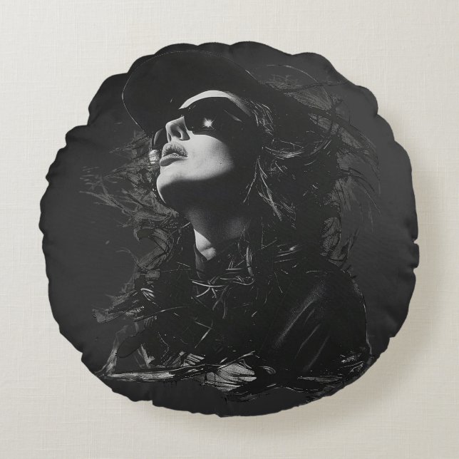 Ansikte T-Shirt Rund Kudde (Framsidan)