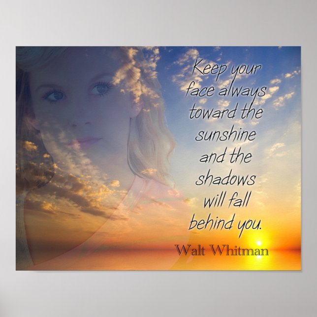 Ansikte The Sunshine - Walt Whitman Citat - print Poster (Framsidan)