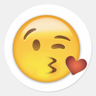 Ansikte Throwing A Kiss Emoji Runt Klistermärke