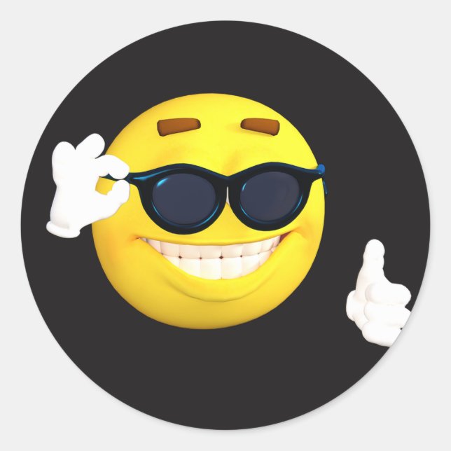 Ansikte "Thumbs Up" Emoji Stickers Runt Klistermärke (Framsida)