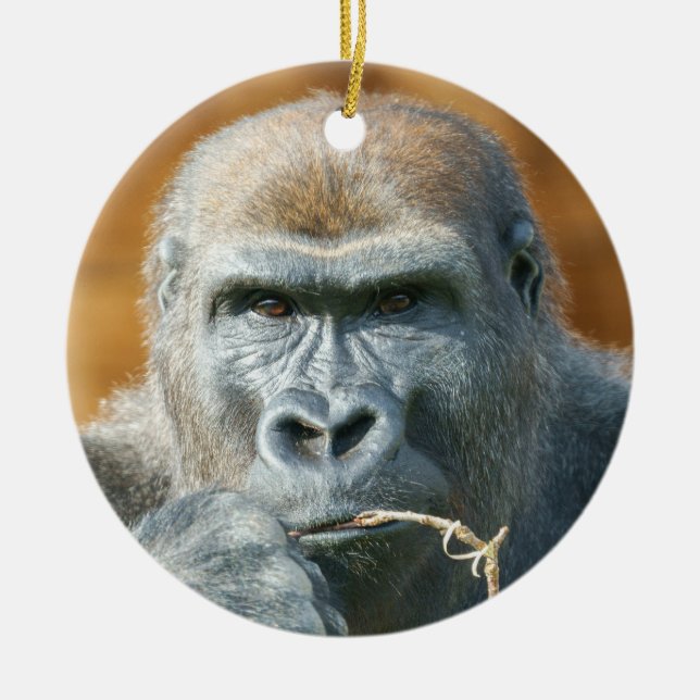 Ansikte-till-Ansikte med Gorilla Julgransprydnad Keramik (Framsidan)