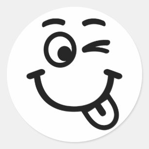 ansikte wink runt klistermärke