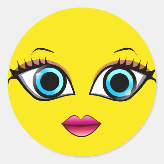 ANSIKTE WOMAN RUNT KLISTERMÄRKE (Framsida)