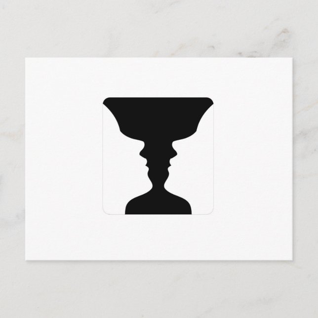 Ansikten eller vasillusionen av två ansikten vykort (Framsida)