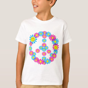 Ansikten för blommafredsteckenw t-shirt
