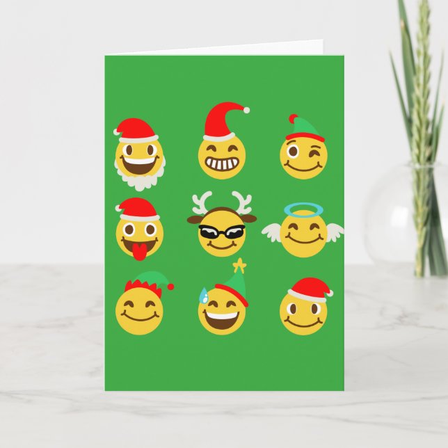 ansikten för julaftonemojilycklig helgkort (Framsida)
