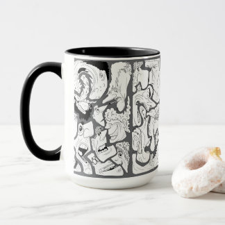 Ansikten Linje Konst Mörkgrå Mugg