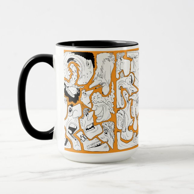 Ansikten Linje Konst Orange Mugg (Vänster)