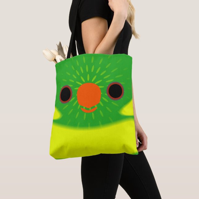 Ansiktet på en Leaf lorikeet Tygkasse (Närbild)