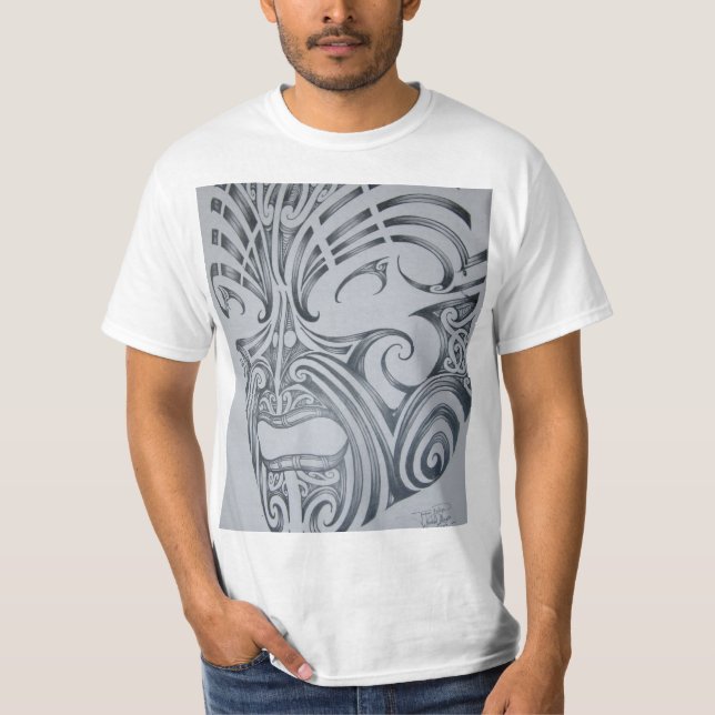 Ansiktetatuering för Ta Moko.maori T-shirt (Framsida)
