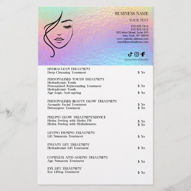 ANSiktsbeHANDLINGAR Skönhetssalong Flyer (Framsidan)