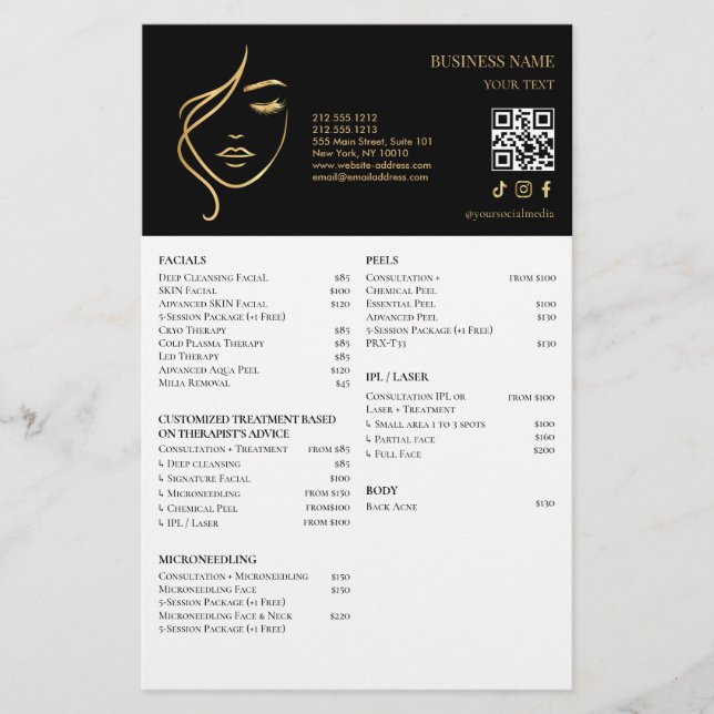 ANSIKTSBEHANDLINGAR Skönhetssalong flyer (Framsidan)