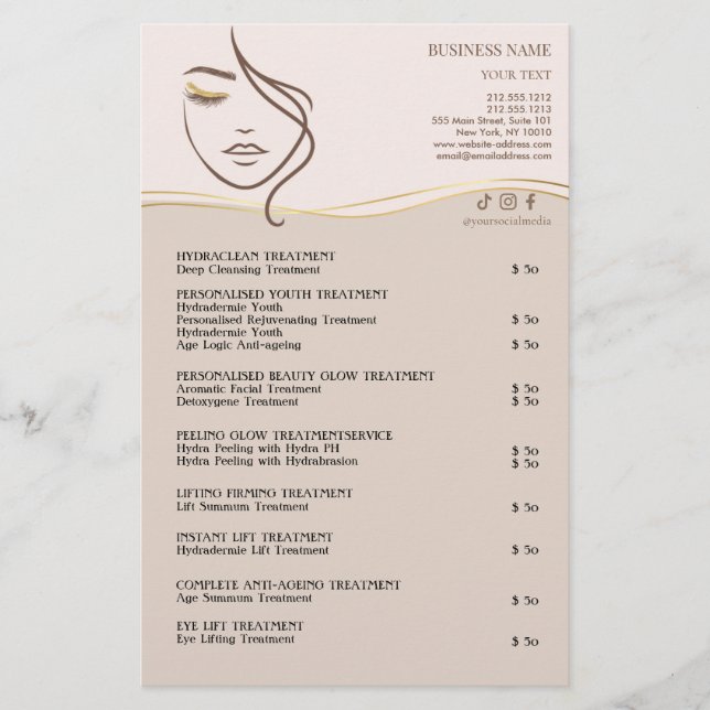 ANSiktsBehandlingar Skönhetssalong Flyer (Framsidan)