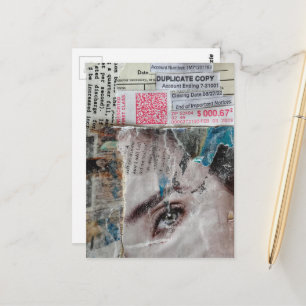 Ansiktskontot abstrakt blandad media collage vykort