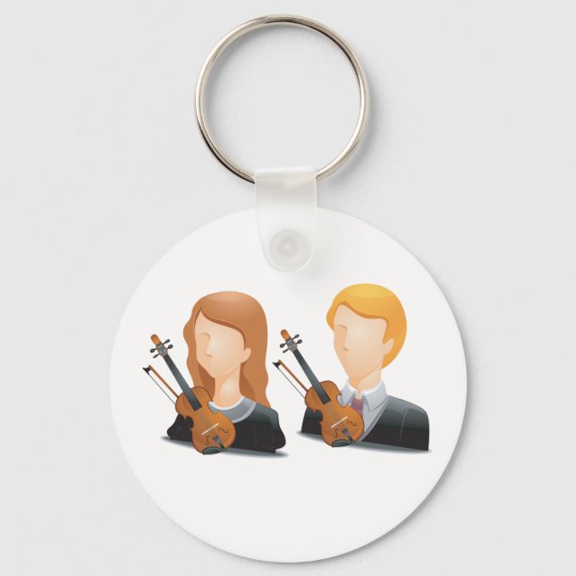 Ansiktslösa Violinspelare Duo Musikerpar Nyckelring (Framsida)