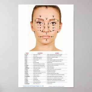 Ansiktspunkter för akupresser poster
