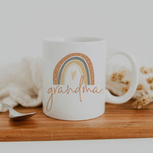 ANSLEY Boho Bränn Orange Rainbow Heart Grandma Kaffemugg