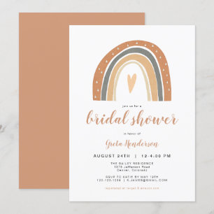 ANSLEY Boho Burnt Orange Rainbow Möhippa Inbjudningar