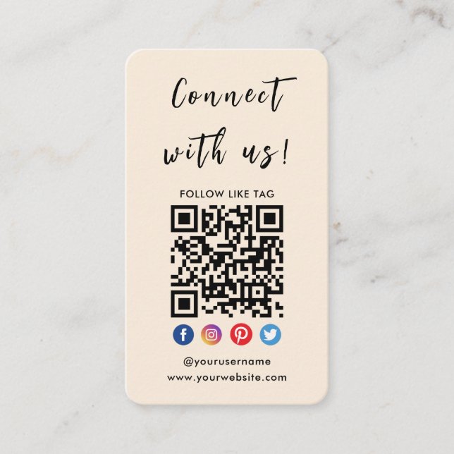 Anslut med amerikanska QR-koden Social Media Terra Visitkort (Framsida)