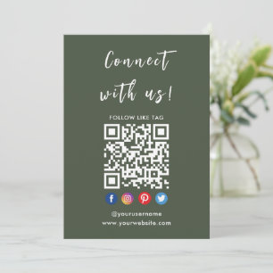Anslut med amerikanska QR-Social-media Mörk grönt Inbjudningar