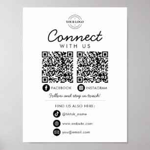 Anslut med amerikanska Social Media QR Code Compan Poster