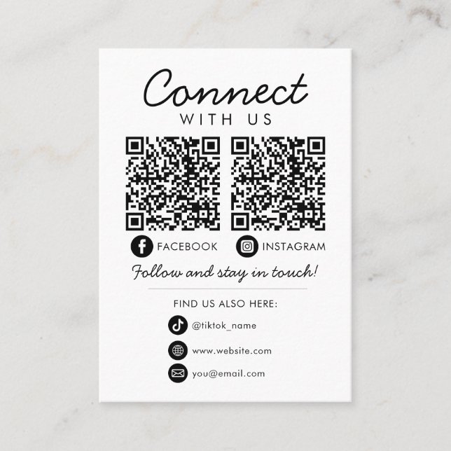Anslut med amerikanska Social Media QR Code Compan Visitkort (Framsida)