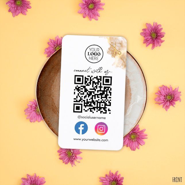Anslut med amerikanska Social Media QR-Guld-saxar  Visitkort (Skapare uppladdad)