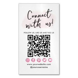 Anslut med den moderna QR-koden för Social i USA Magnetiska Visitkort