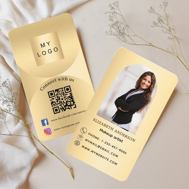 Anslut med guld-arch-fotot Qr social Visitkort (Skapare uppladdad)