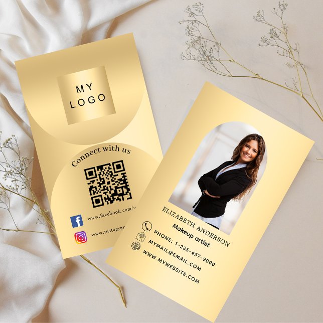 Anslut med guld-arch-fotot Qr social Visitkort (Skapare uppladdad)