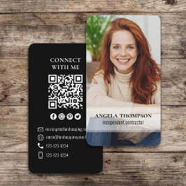 Anslut med mig | QR-kod - enkel modern fotoRosa Visitkort