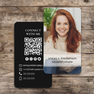 Anslut med mig   QR-kod - enkel modern fotoRosa Visitkort