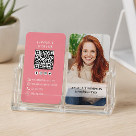 Anslut med mig | QR-kod - enkelt modernt foto Visitkort