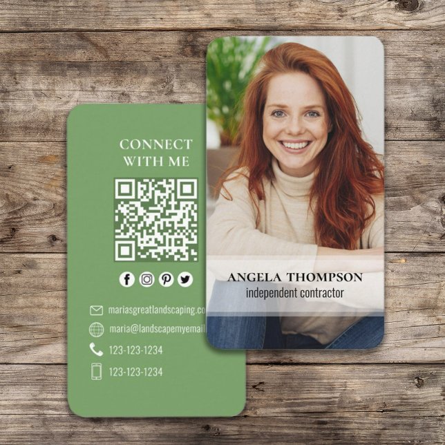Anslut med mig | QR-kod - enkelt modernt foto Visitkort (Skapare uppladdad)