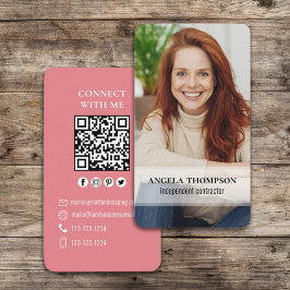 Anslut med mig | QR-kod - enkelt modernt foto Visitkort