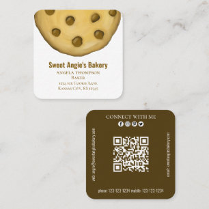 Anslut med mig   QR-kod Simple Bakery Cookie Fyrkantigt Visitkort