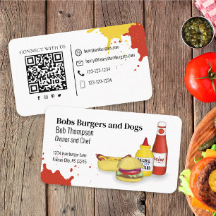 Anslut med mig   QR-kod Simple Hamburger Hotdog Visitkort