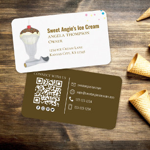 Anslut med mig   QR-kod Simple Ice Cream Shop Visitkort
